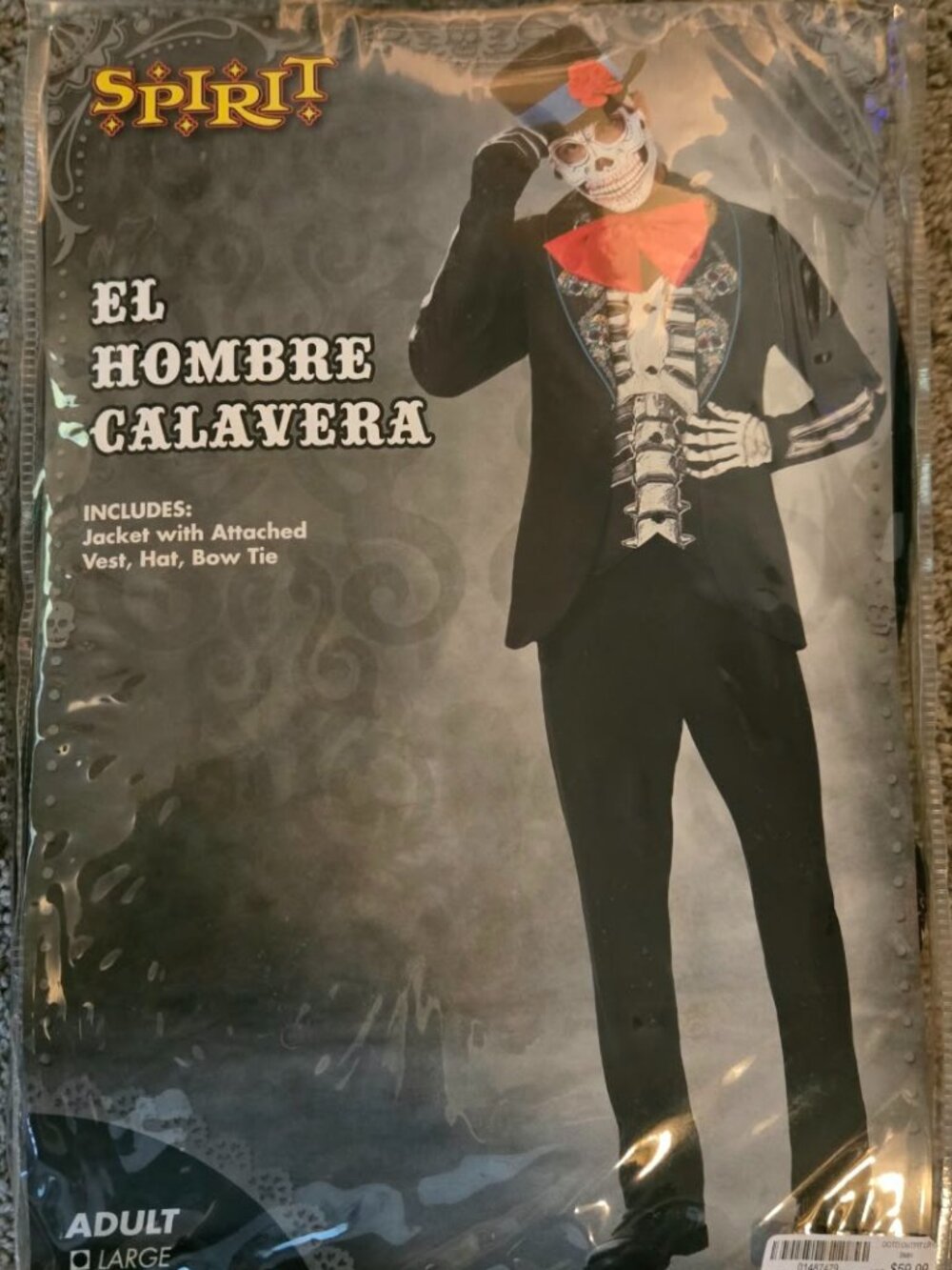 Spirit Halloween El Hombre Calavera Dia de los Muertos Costume Mens Adult Large